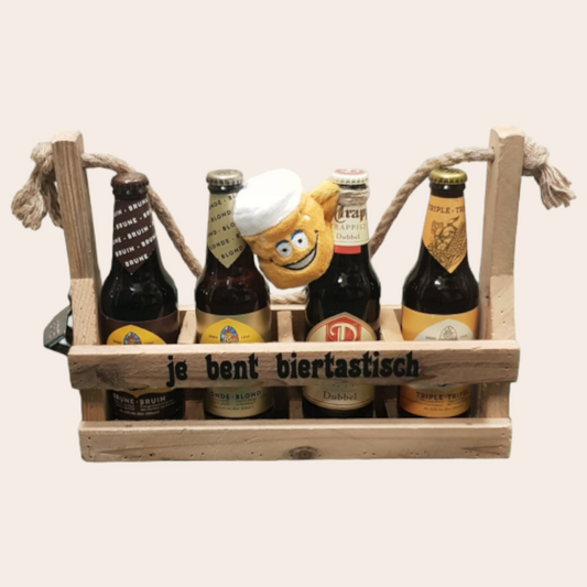 Papa je bent biertastisch - kratje bier met schmoozie en opdruk