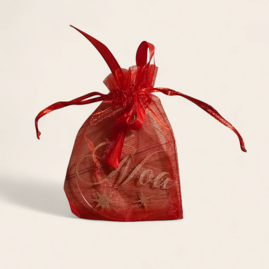 Kerstbal plexiglas met naam 7,5cm