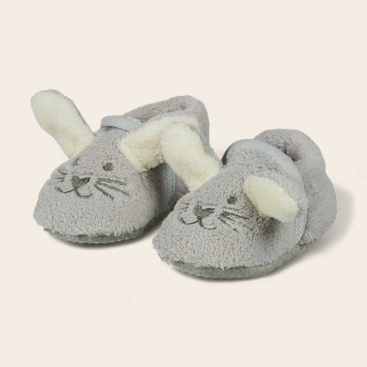 Lichtgrijze Babyslofjes Konijn β Zacht, Warm & Antislip
