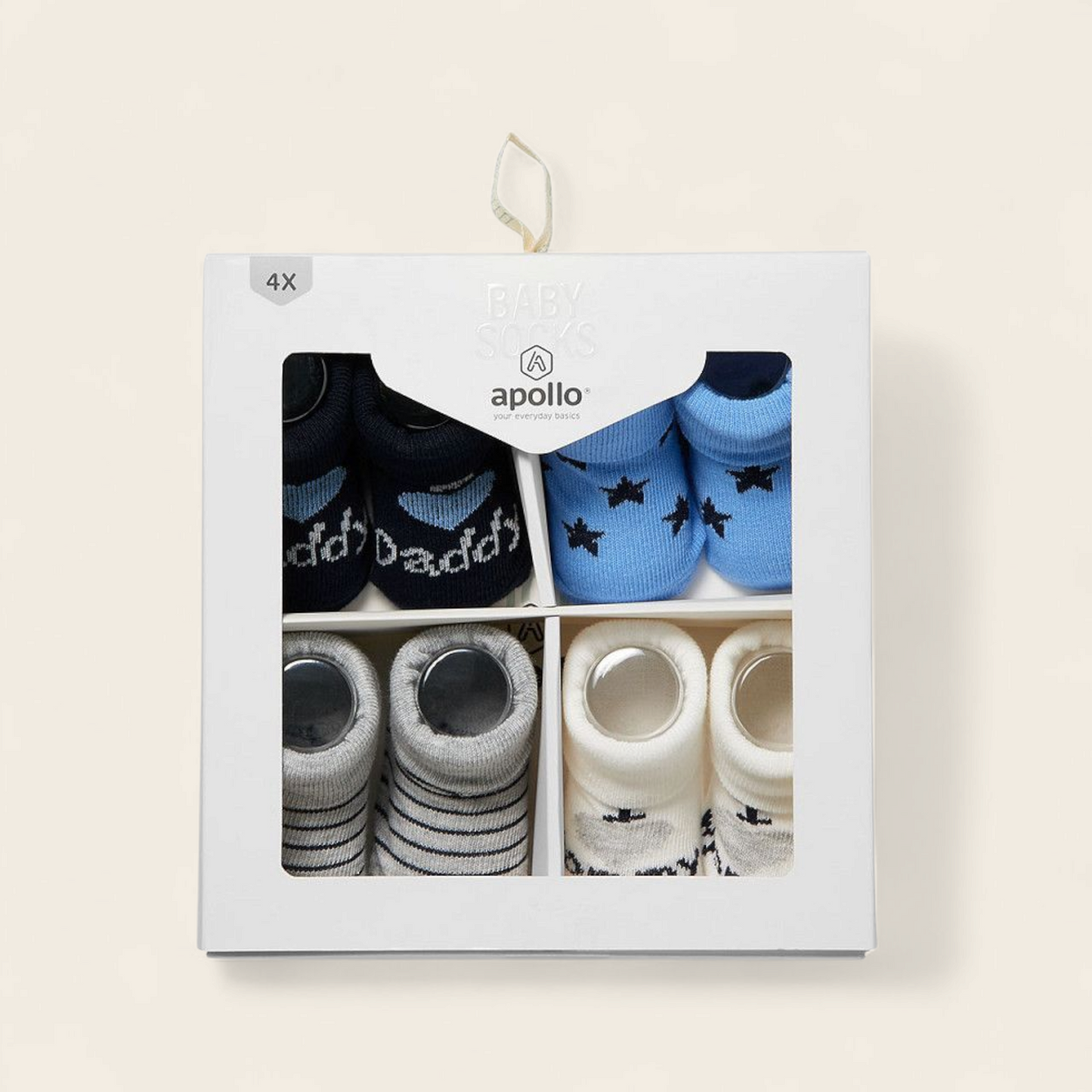 Kraamcadeau set – 4 paar baby sokjes in luxe cadeaudoos | I Love Mommy & Daddy – Blauw & Grijs