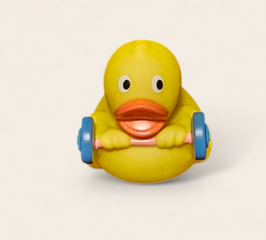 Badeend met Halter de echt gewichtheffer