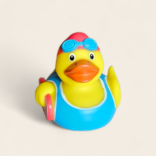 badeend zwemmer set met badmuts” of “rubberen badeendje + zwembril” 2