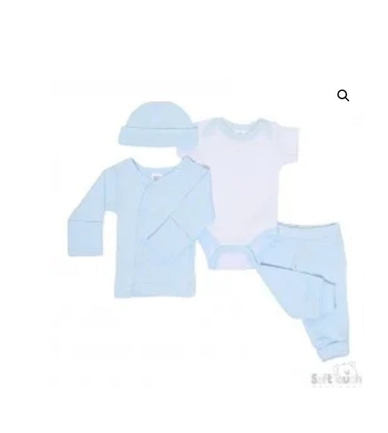 Kraamcadeau blauw met Happy Horse Richie Knuffel, romper, vestje, broekje, mutsje en slofjes personaliseerbaar