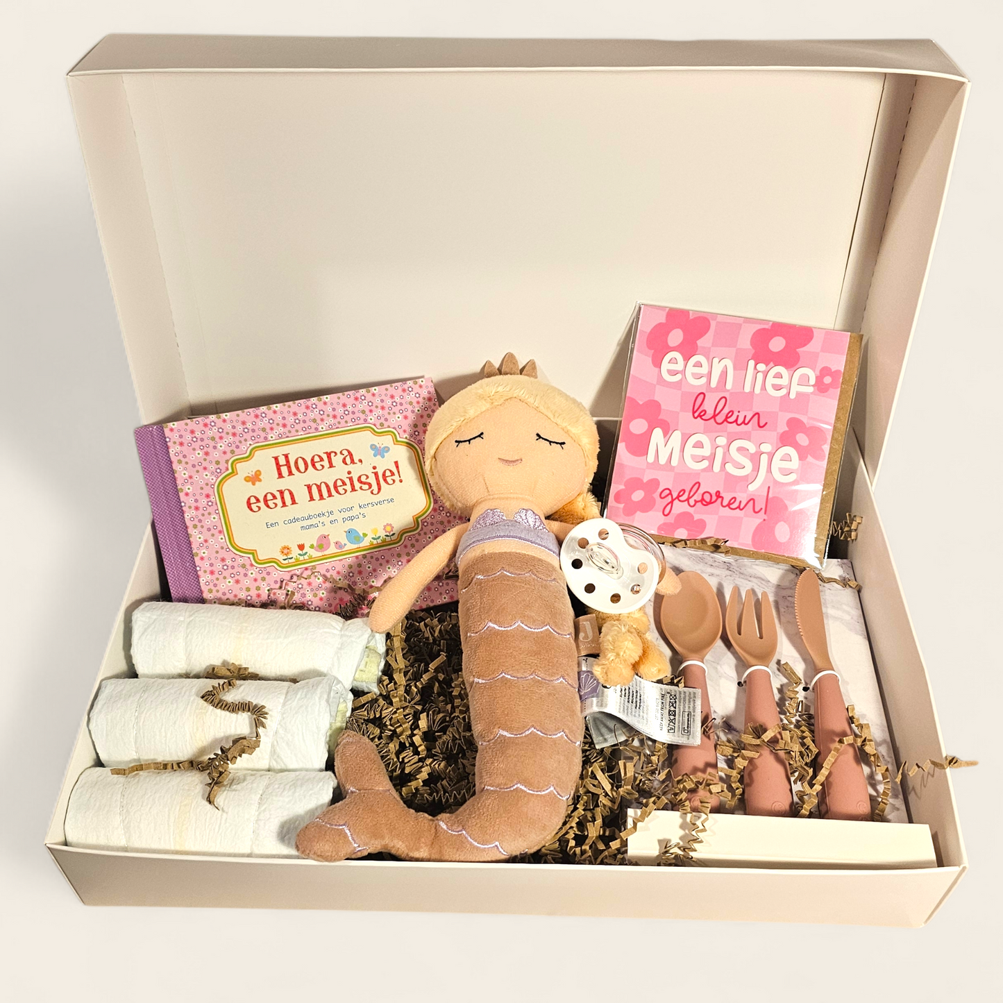 Luxe kraamcadeau baby meisje – gepersonaliseerd en compleet - Zeemeermin Ella