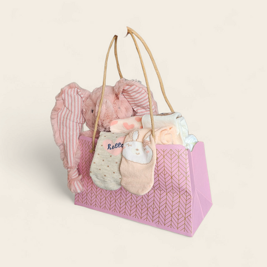 Cadeau tasje met Happy Horse olifant Emily no.1 – Roze kraamcadeau voor meisje