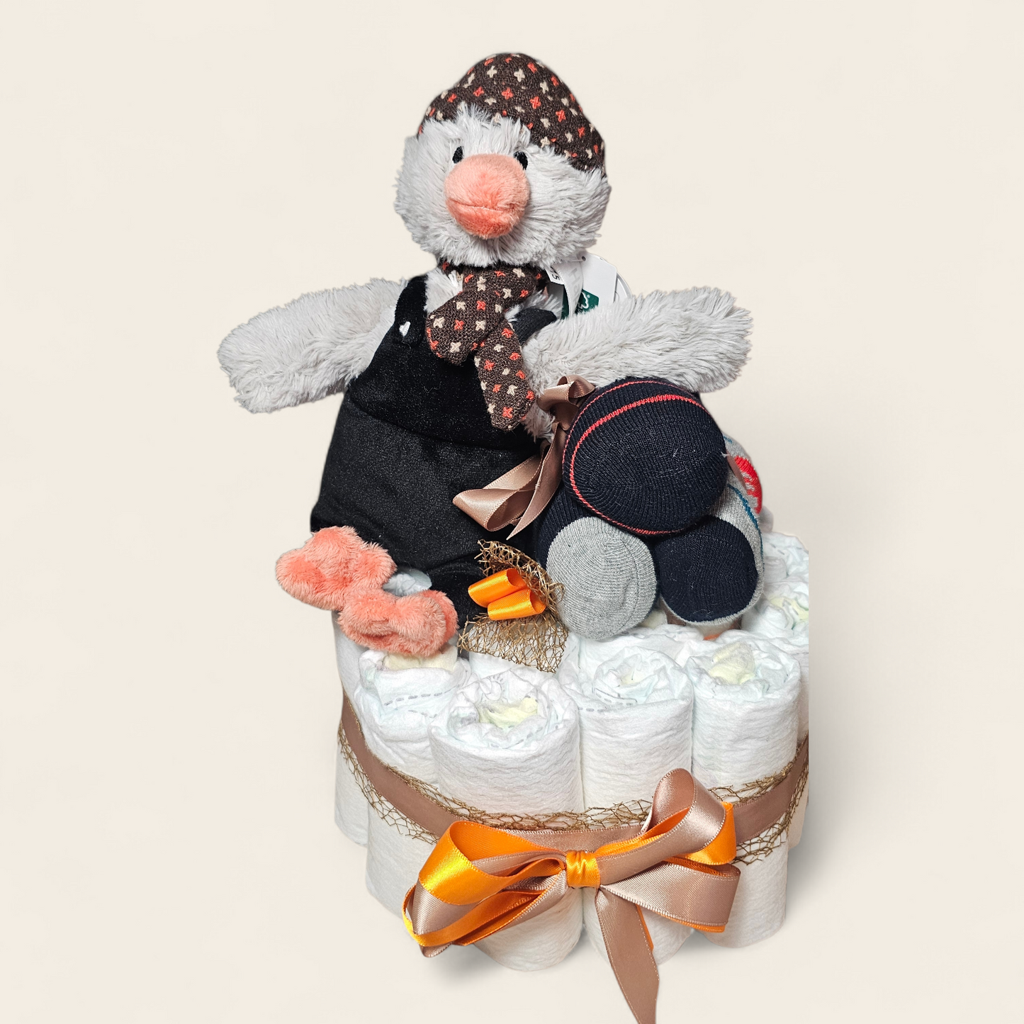 Luiertaart 1-laag met Happy Horse Pinguïn Polar – origineel kraamcadeau