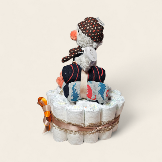 Luiertaart 1-laag met Happy Horse Pinguïn Polar – origineel kraamcadeau