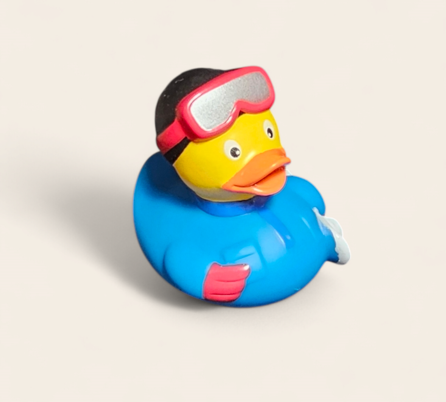 Badeend als snowboarder