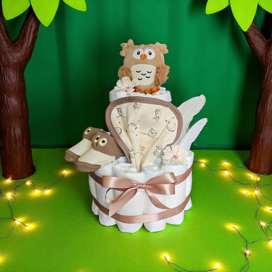 Meneer de uil luiertaart in bos