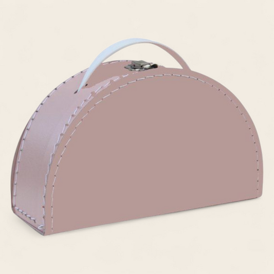 Roze kinderkoffertje met gratis bedrukking – 28 cm half rond