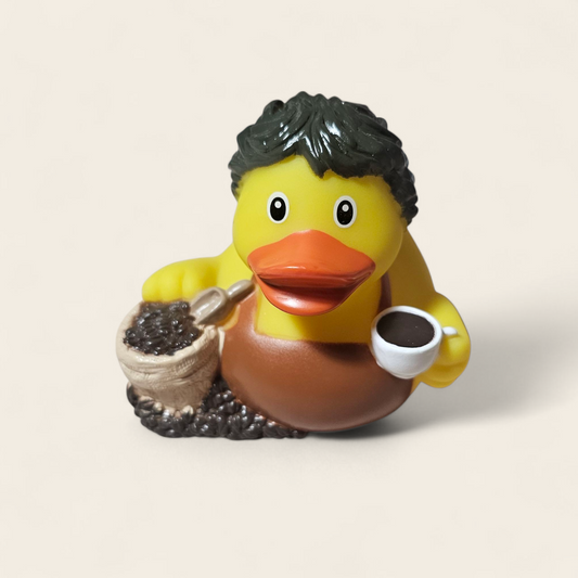 deze badeend is een uniek cadeau voor de echte koffieliefhebber