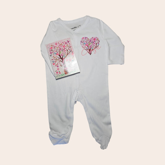 Personalisierter Baby-Body mit Bild und Text der Geburtsanzeige