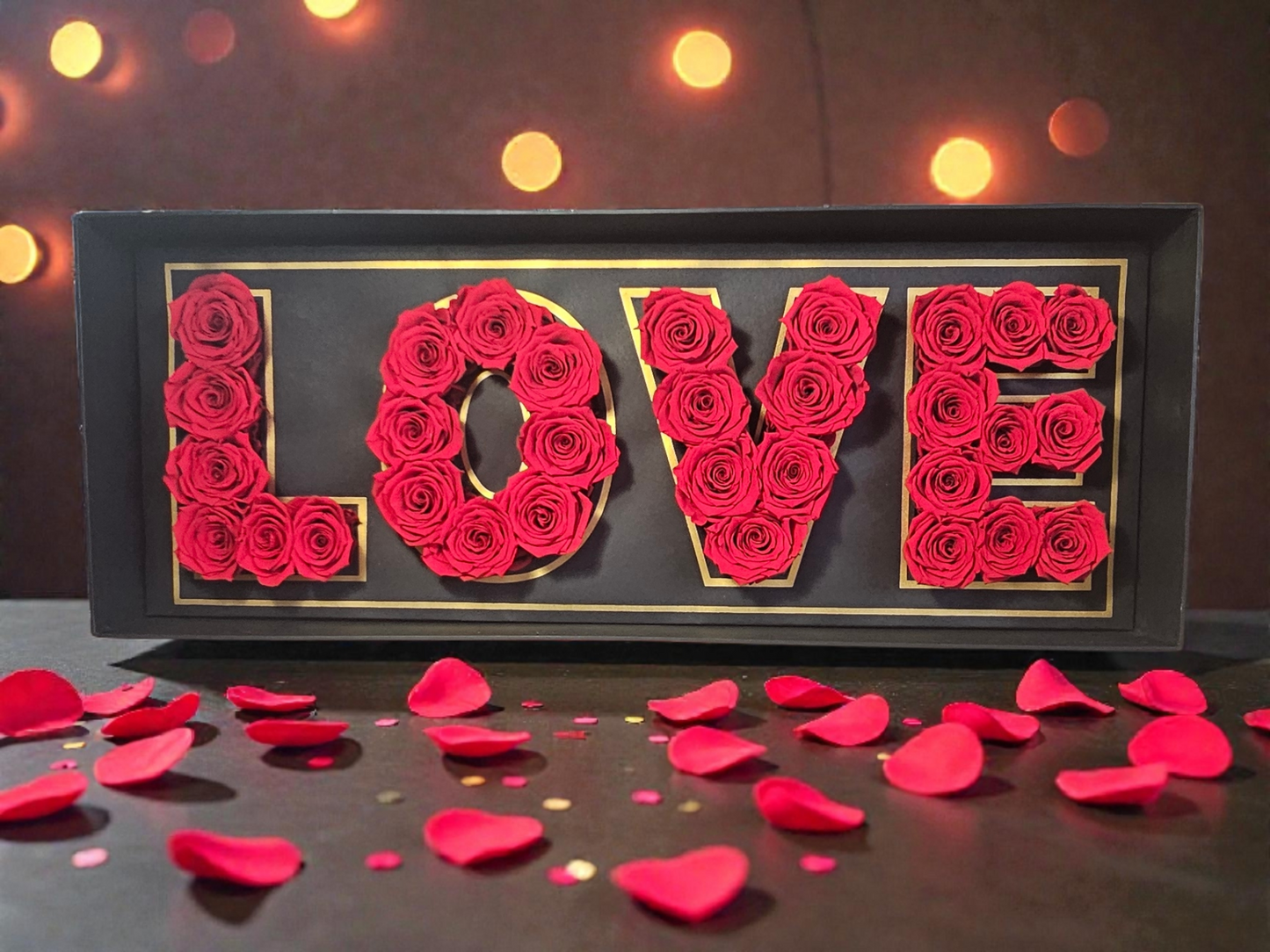 Flowerbox “LOVE” met 30 Roze Longlife Rozen – Luxe Valentijnscadeau (26 × 68 cm)