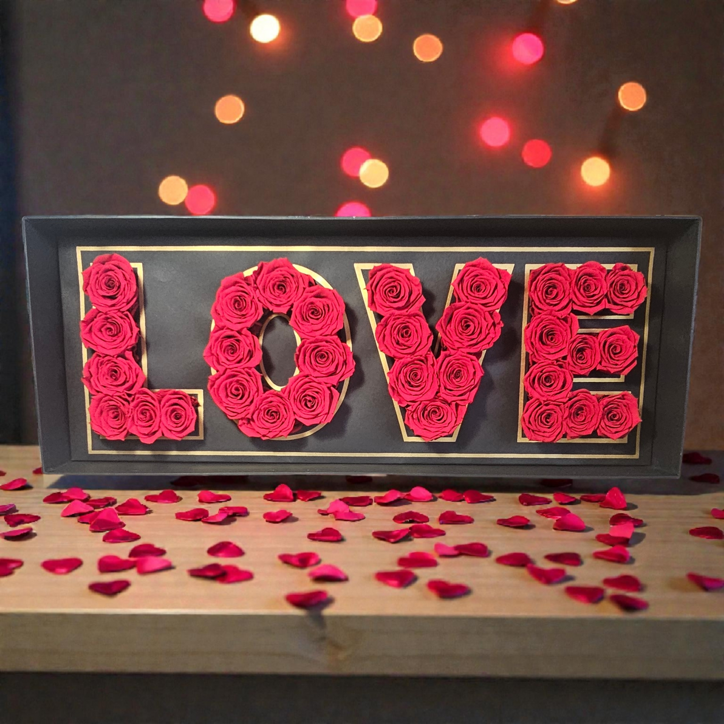 Flowerbox “LOVE” met 30 Roze Longlife Rozen – Luxe Valentijnscadeau (26 × 68 cm)