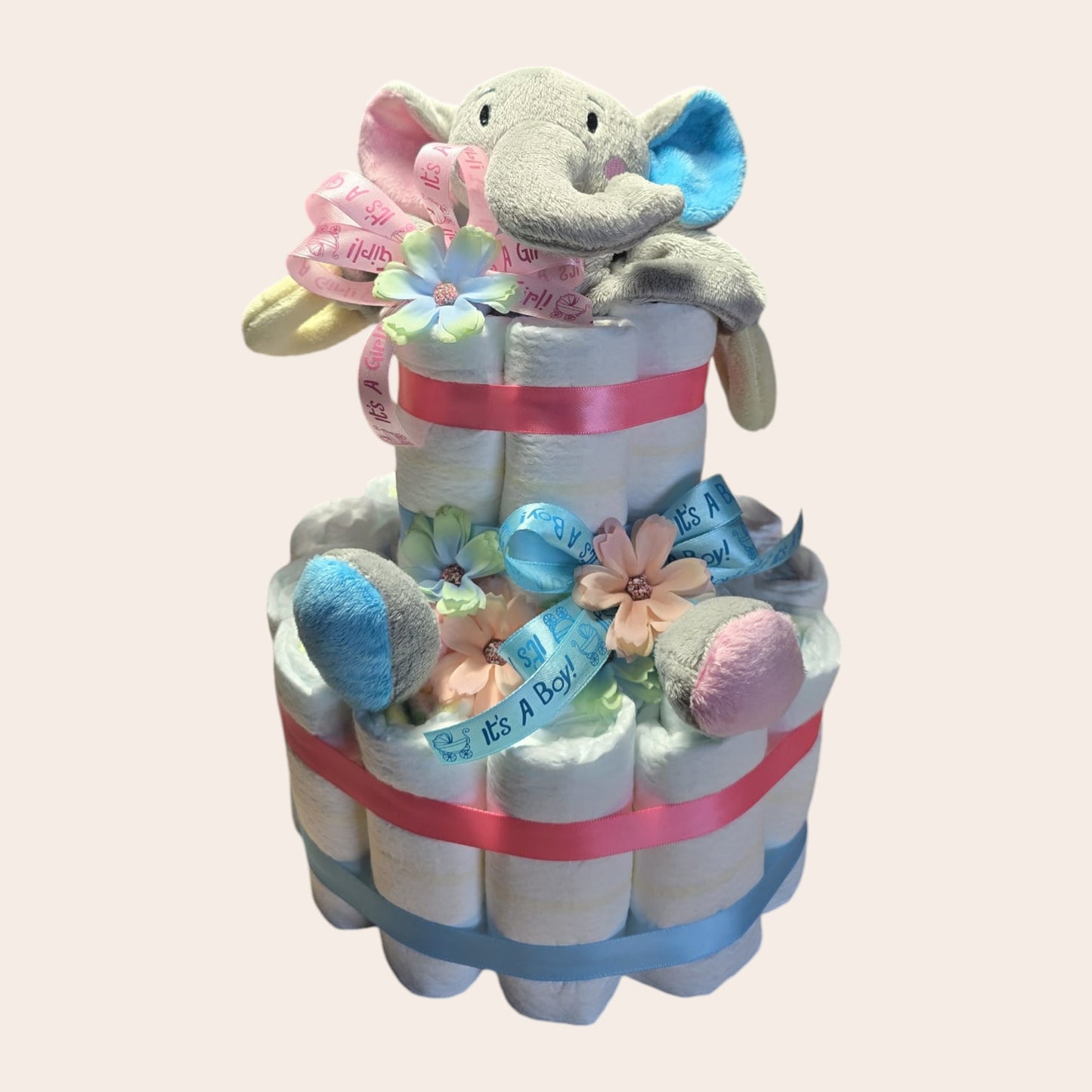 gender reveal luiertaart 2 laags