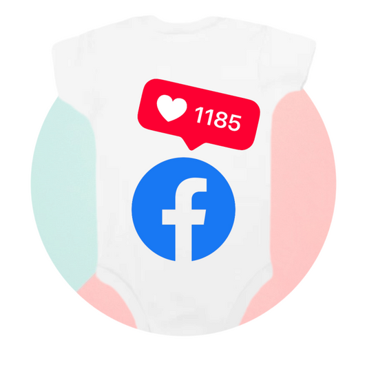 Body mit Facebook-Logo und Likes – erhältlich in Pink, Blau und Weiß