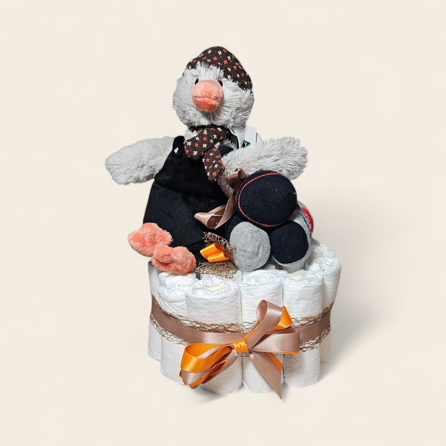 Luiertaart 1-laag met Happy Horse Pinguïn Polar – origineel kraamcadeau