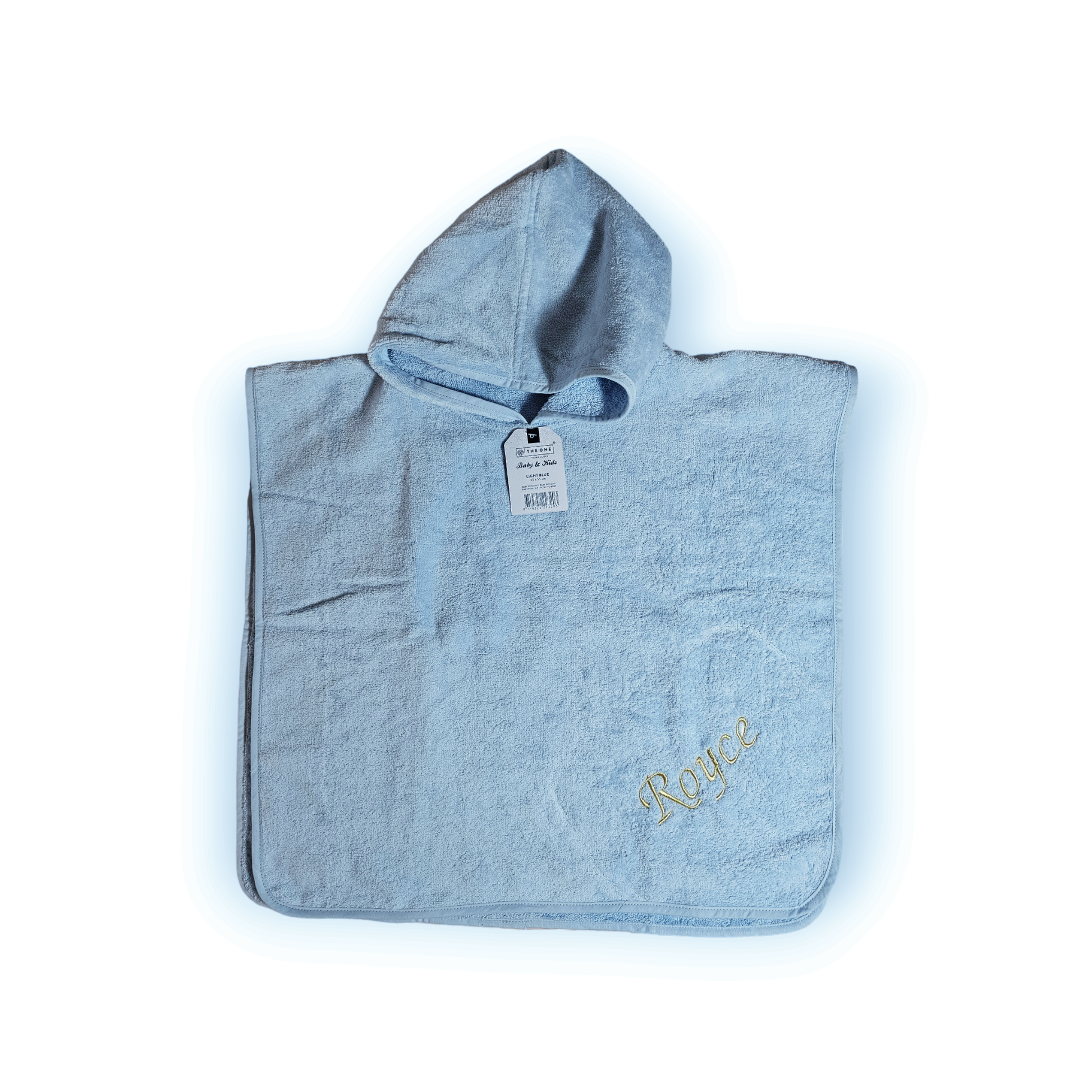 poncho blauw geborduurd