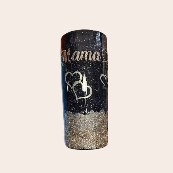 Zwart met Goud Tumbler met de Tekst "Mama": Een Elegant en Persoonlijk Geschenk